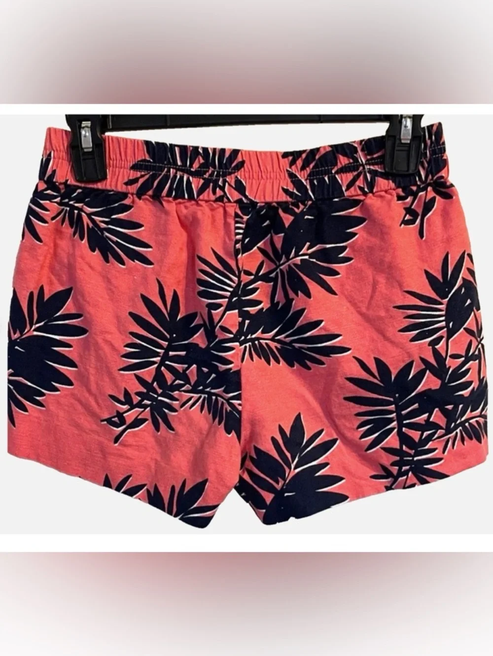 J.Crew Linen Cotton Palm Print Shorts 00 Tropical Beach Resort Pull On